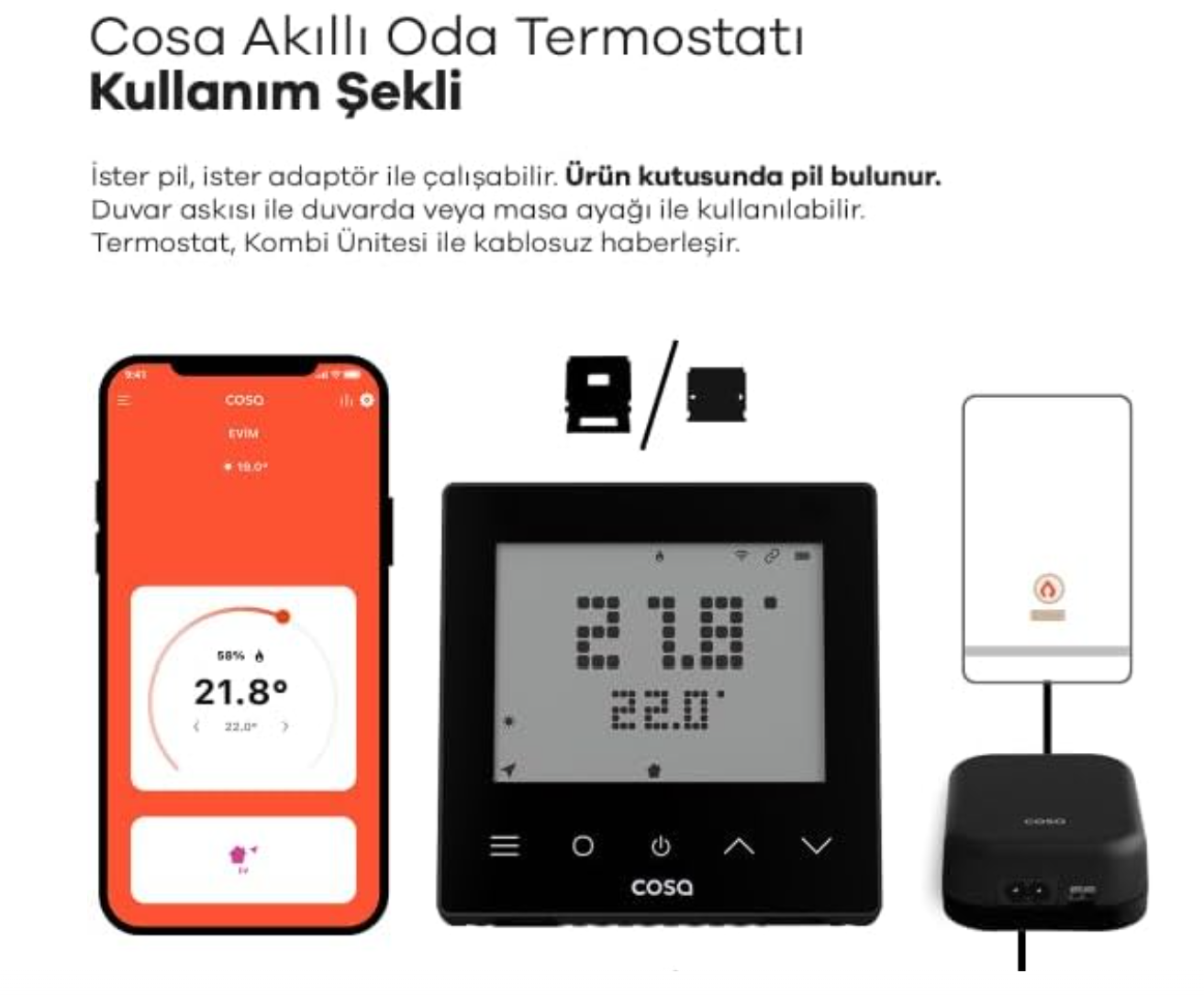 Cosa akıllı oda termostadı  kablosuz kombi kontrolü