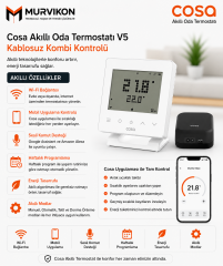 Cosa Akıllı Oda Termostatı Kablosuz Kombi Kontrolü v5 (Beyaz)