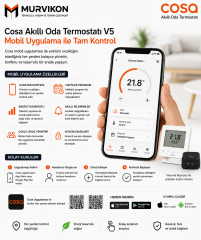 Cosa Akıllı Oda Termostatı Kablosuz Kombi Kontrolü v5 (Beyaz)
