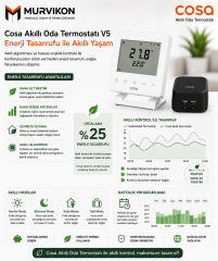 Cosa Akıllı Oda Termostatı Kablosuz Kombi Kontrolü v5 (Beyaz)