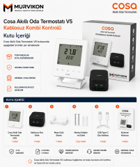 Cosa Akıllı Oda Termostatı Kablosuz Kombi Kontrolü v5 (Beyaz)