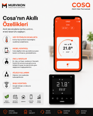 Cosa Akıllı Oda Termostatı Kablosuz Kombi ve Klima Kontrolü - 230V