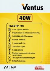 VENTUS VANTİLATÖR TAVAN TİPİ