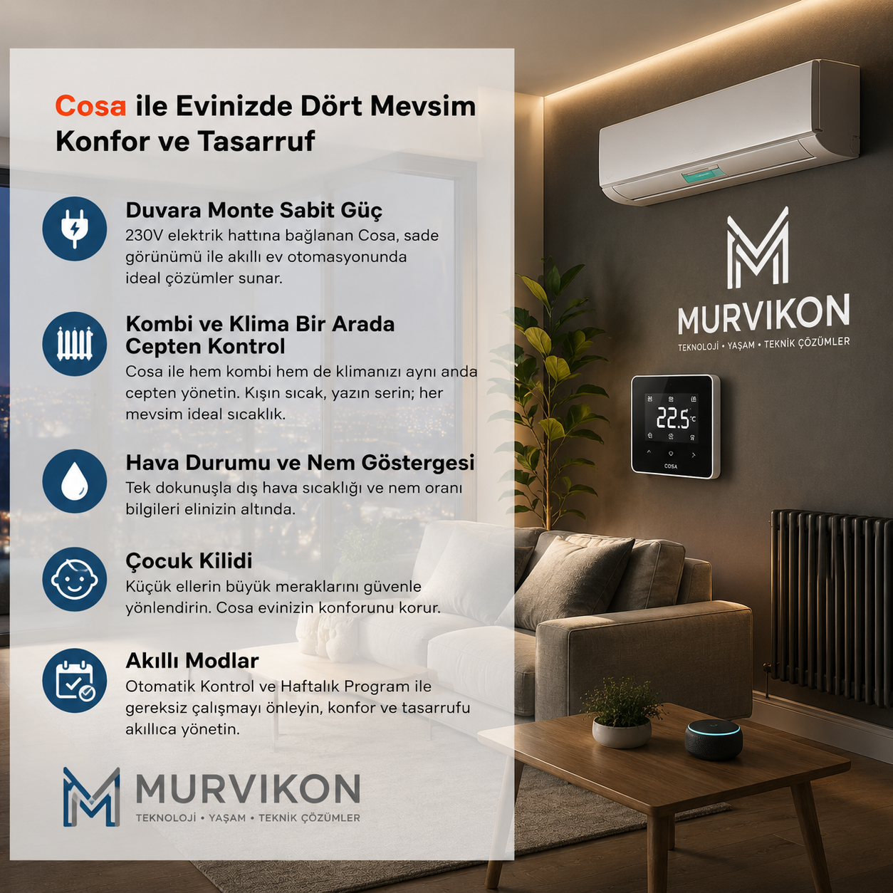 Bursa Cosa Akıllı Termostat Montaj ve Kurulum Hizmeti